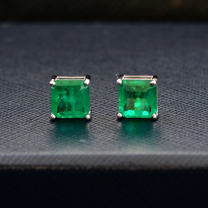 925 Sterling Silver <strong>Emerald</strong> <strong>Stud</strong> <strong>Earrings</strong> Vintage Classic Princess Cut 7mm Square Emarald <strong>Stud</strong> <strong>Earrings</strong> for Women - Product Image 2
