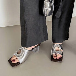 Sandalias de plataforma de cuero con cristales estilo Waterdrop, casuales, hasta el tobillo, para mujer, talla grande, sin cordones. - Product Image 4