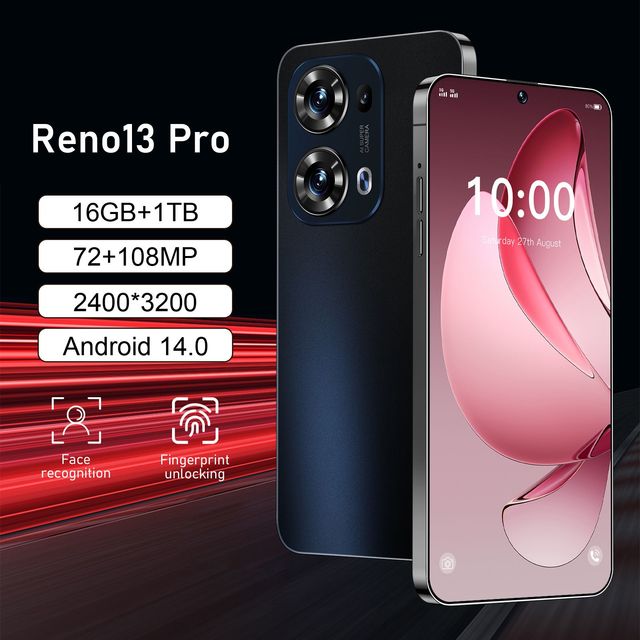 Hot Selling Unlocked 5G SmartPhone Reno13 Pro 16GB+1TB 7.3 Inch HD Screen 108MP Camera Android 14 Dual Sim Free Case