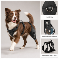 Attelle de genou pour chien FD606 avec stabilisateur à charnière réglable en néoprène et maille de nylon pour l'arthrite canine, les entorses et la récupération postopératoire