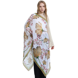 Mode feuille d'or polyester musulman Hijabs européen classique motif floral imprimé coton châles écharpes pour les femmes - Product Image 3
