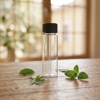 Flacon en plastique cylindrique à paroi épaisse et à large ouverture pour médicaments, 30/40/50/60 ml, transparent, pour emballage de capsules et pilules
