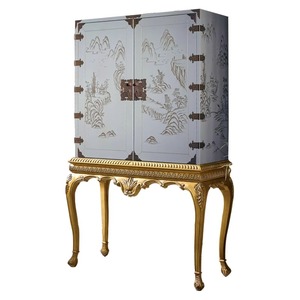 <span class=keywords><strong>Armoire</strong></span> de luxe française à double porte peinte à la main-Bois de hêtre <span class=keywords><strong>massif</strong></span> importé, meubles de rangement de salon au design original - Product Image 5