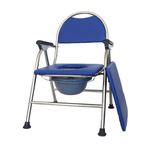Chaise de toilette pliable et portable pour personnes âgées, siège de toilette pour personnes handicapées, usage hospitalier, structure en acier avec coussin - Product Image 2