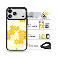 Coque de téléphone AG Feeling Black Edge avec motif orange doré pour iPhone 17, 17 Pro Max, 16 Pro, 15 – Coque magnétique