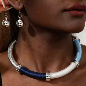 Yumfeel — <span class=keywords><strong>collier</strong></span> à bretelles en métal et cordon enroulé, chaîne multicolore, bijou indien, Boho, fabriqué à la main, vente en gros - Product Image 1