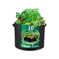 Lot de 10 sacs de culture robustes de 15 gallons en tissu non tissé avec poignées, pots de plantation en fibres végétales
