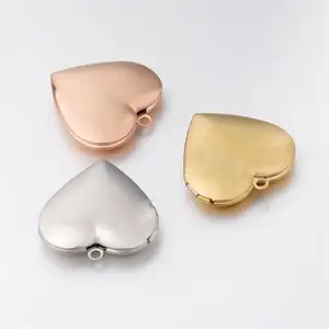 Commercio all'ingrosso personalizzato inciso in oro placcato 18K in acciaio inox a forma di cuore bianco scatola di foto cornice ciondolo collana di memoria per le donne