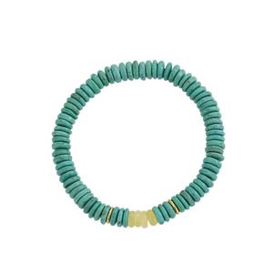 Pulsera de Eslabones de Cadena con Cuentas de Ábaco Turquesa Natural Unisex Chapado en Oro de 18K y Plata S925 Estilo Muy Versátil y Moderno - Product Image 3