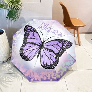 1 Parapluie Pliant Personnalisé Papillon Violet Sans MOQ, Cadeau Floral Personnalisé, Impression UV, Commande Unique, Paraguas Personalizado - Product Image 2