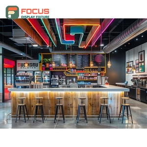 Vitrina Moderna para Café, Panel de Vidrio Alto, Gabinete de Exhibición para Cafetería en Roble Blanco - Product Image 4