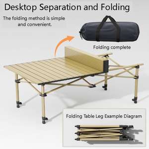 Tavolo pieghevole da campeggio <span class=keywords><strong>esterno</strong></span> in lega di alluminio-tavolo da pranzo leggero portatile per escursioni a piedi uso cortile - Product Image 2