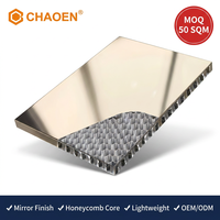 Panneau en aluminium nid d'abeille à surface miroir, design moderne et écologique, panneau composite métallique brillant, pour mur de bâtiment commercial