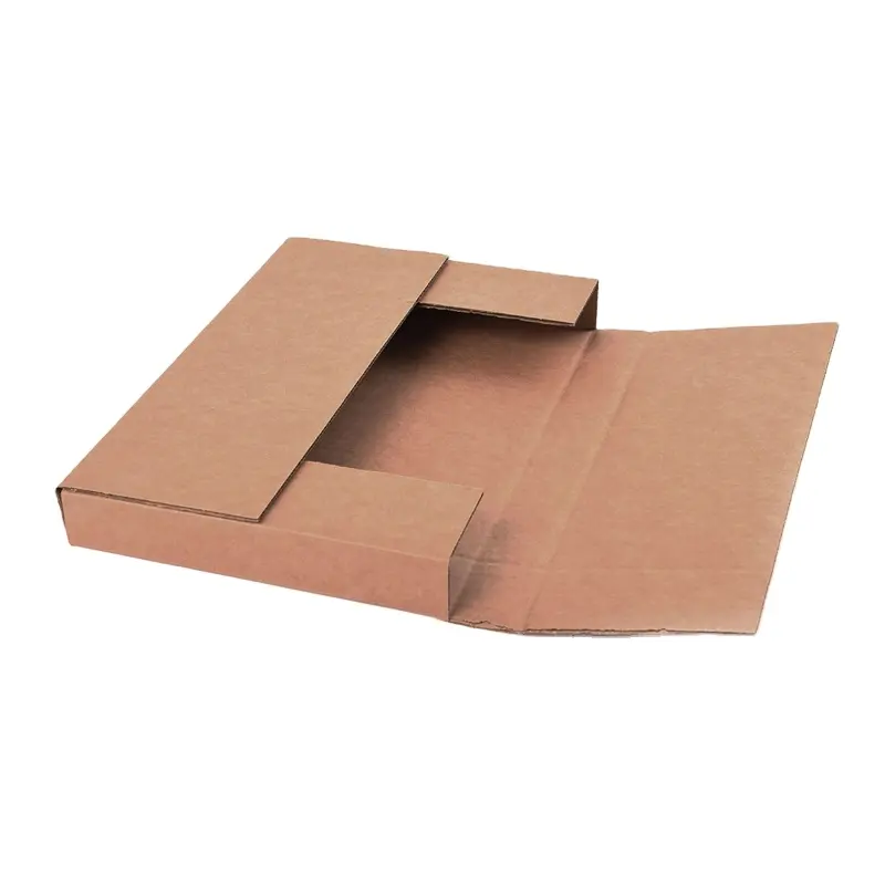 Caja de envío de papel Kraft plegable corrugado Caja de correo de envoltura de libro con cierre de cinta adhesiva