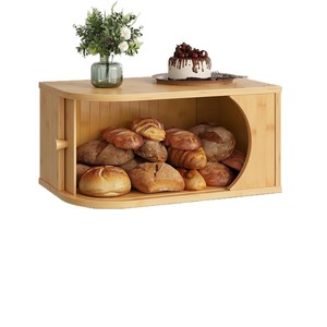 Caja de Pan de Bambú, Organizador Multifuncional de Madera Sólida con Tapa Abatible para Almacenamiento de Alimentos en la Cocina - Product Image 2