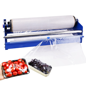 JH-Mech <strong>Hand</strong> Film Wrapping <strong>Machine</strong> 19.5&quot; Manual Stretch Film Wrapper Steel Stretch Film Table Dispenser for Food Tray Packaging
