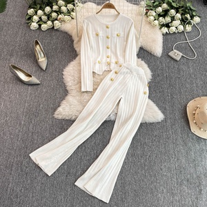 Conjunto de Top de punto estilo Little <span class=keywords><strong>Chlo</strong></span>é para mujer con botones de metal-Moda de gama alta 2025 - Product Image 1