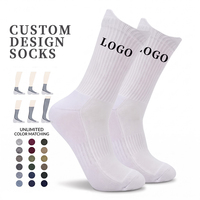 Chaussettes de course personnalisées avec logo, chaussettes de sport athlétiques en coton blanc jacquard tricoté imprimé pour hommes
