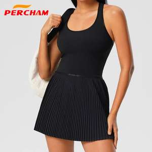 Custom Design Pickle ball Padel Kleid Tennis Kleidung Tragen Falten Frauen Einteiliges Tennis kleid mit Unterhosen und Taschen - Product Image 1