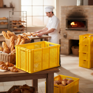 Caisse à pain en plastique KE 500, robuste, empilable, recyclable, antibactérienne, peu profonde, couleur personnalisée, pour boulangerie, pâtisserie, qualité alimentaire - Product Image 3