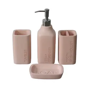 4pcs pink bathroom accessories set