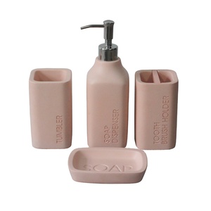 Ensemble d'accessoires de salle de bains en résine <span class=keywords><strong>rose</strong></span>, distributeur de lotion, <span class=keywords><strong>savon</strong></span>, gobelet, <span class=keywords><strong>porte</strong></span>-brosse à dents de toilette, <span class=keywords><strong>porte</strong></span>-brosse, 20 pièces bon marché - Product Image 2