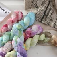 High Twist Silk Lace Yarn Hand Dyed Multicolor Soft Hand Knitting Crochet Weaving Embroidery Sewing Yarn