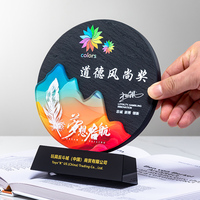 Trophées et médailles personnalisés en forme de montagne, plaque de récompense en ardoise imprimée en 3D UV, cadeau d'entreprise personnalisé pour événements sportifs