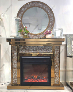 <span class=keywords><strong>Chimenea</strong></span> Eléctrica Contemporánea con Espejo en Oro Rosa y Marco de Diamantes Triturados para Salón - Product Image 2