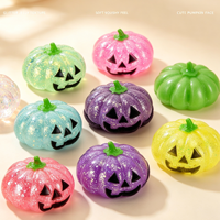 Jouet à presser Halloween Jack-O-Lantern, citrouille remplies de paillettes, balle anti-stress en maltose pour sacs de friandises ou de bonbons