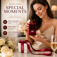Boîte à bijoux en velours rouge de luxe, boîte à bagues pour cadeau de Noël, logo personnalisé, emballage pour la Saint-Valentin, boîte cadeau de luxe pour bijoux