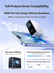 Chargeur mural rapide Anker 100W GaN 3 ports avec affichage numérique intelligent, prise pliable, adaptateur d'alimentation multi-ports pour ordinateur portable et téléphone - Product Image 5