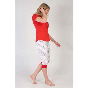 Gonna da donna a maniche corte con scollo a O e polsini ovali, pigiama Capri <span class=keywords><strong>TK</strong></span> - Product Image 2