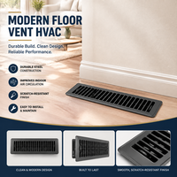 Vente en gros usine : Grilles d'aération noires 2*10 pour climatisation, ouvertures de ventilation au sol pour intérieur