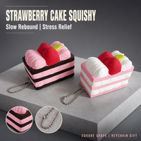 Jouet anti-stress à rebond lent, forme carrée gâteau fraise, sensoriel, réaliste, alimentaire, apaisant, nouveauté, cadeau idéal