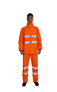 Manteau de pluie long imperméable haute visibilité pour les secours en cas d'inondation, les travailleurs en extérieur et le transport, avec bandes réfléchissantes - Product Image 6