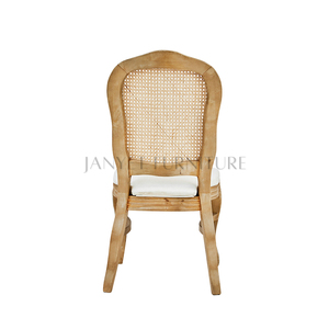 Chaises de mariage vintage empilables avec dossier en rotin pour table à manger en bois - Product Image 5