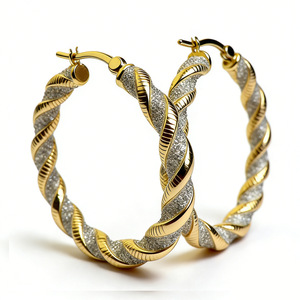 Pendientes de Espiral Bicolor para Mujer, Joyería de Moda con Textura Granulada - Product Image 1