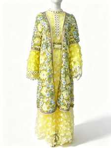 Conjunto de Vestido Modesto con Encaje Floral Multicolor, Puños con Volantes, Tela de Tul Suave, Ideal para Bodas, Ocasiones Especiales y Uso Diario - Product Image 4
