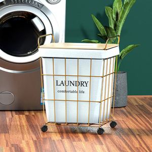 Custom Iron <b>Frame</b> Laundry Basket Washable Fabric Liner 3 Size Caster Wheels Optional Multipurpose Storage Hamper - Product Image 3