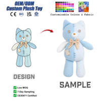 Jouets en peluche personnalisés pour chats, adorables animaux en peluche, style patchwork, jouets doux à câliner, peluches moelleuses Kawaii