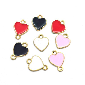 Breloques en alliage de zinc en forme de cœur, pendentif double pour la fabrication de bijoux, accessoires de bricolage, cadeau unisexe, origine Yiwu F0108 - Product Image 2