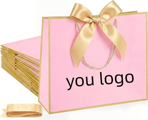 Bolsas de Papel para Compras con Asas de Listón Reutilizables, Ecológicas y de Lujo, Impresas Personalizadas con su Propio Logotipo, para Regalos de Boda y Joyería - Product Image 1