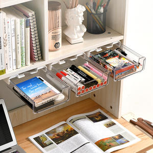 Simple House Under <b>Desk</b> <b>Drawer</b> Storage Box 20x18x7.5cm Rectangle Covered Desktop Organizer for Office Stationery and Mobile - Product Image 4