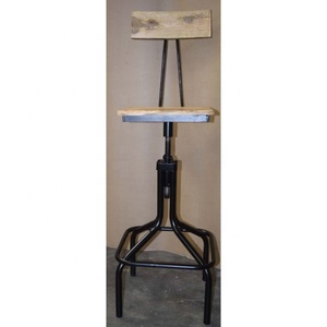 Chaise de bar à manger en bois de manguier industriel vintage, tabouret de comptoir pivotant à levage manuel, réglable pour la maison, bar, café, restaurant, salon - Product Image 2