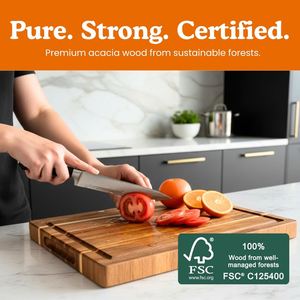 FSC เขียงไม้อะคาเซียเขียงไม้สำหรับหั่นเนื้อสัตว์ปลอดสารพิษเป็นมิตรกับสิ่งแวดล้อม - Product Image 6