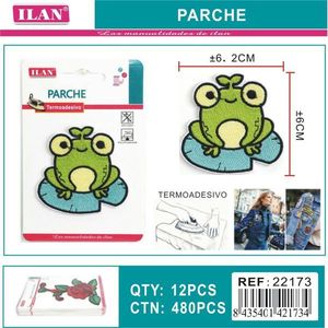 Patch en tissu thermocollant Ilan Frog Design 6,2 cm pour vêtements - Product Image 1