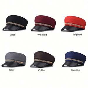 Gorra de Capitán de Moda Británica Primavera-Otoño 2025 con Cadena Metálica de Espina de Pescado, Visera de PU Personalizada y Estampado Serigrafiado - Product Image 2