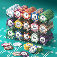 Jetons de Poker Texas Hold'em en Argile 14 Grammes Professionnels Haute Qualité Couronne Las Vegas Céramique ABS Logo Personnalisé Jeu de Jetons de Casino