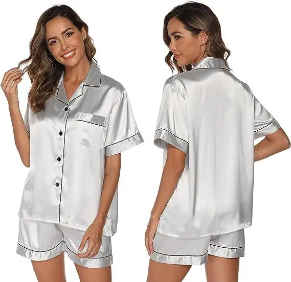 Eisse ide Pyjama für Frauen lange kurz ärmel ige Satin Plus-Size-Pyjama Home Wear Damen Nachtwäsche